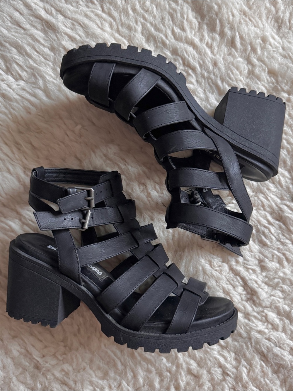 Dirty Laundry Black Strappy Chunky Heel Sandals